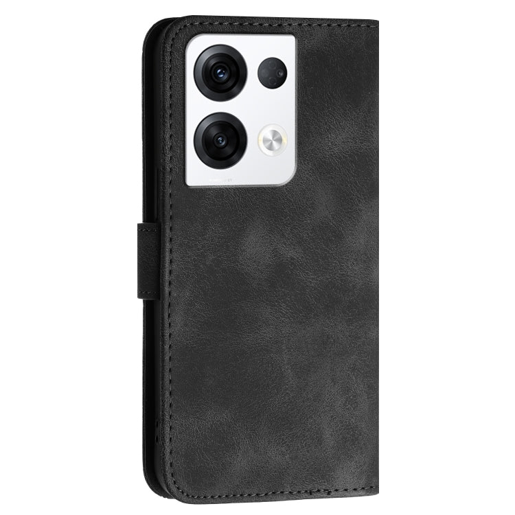 For OPPO Reno8 Pro 5G Global Grid Butterfly Embossed Pattern Leather Phone Case with Lanyard