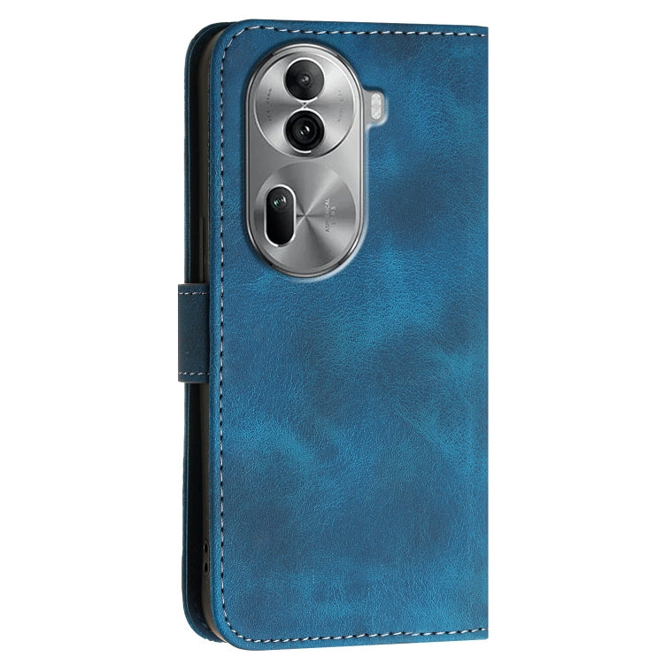 For OPPO Reno11 Pro Global Grid Butterfly Embossed Pattern Leather Phone Case with Lanyard