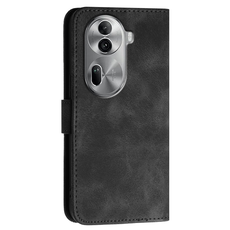 For OPPO Reno11 Pro Global Grid Butterfly Embossed Pattern Leather Phone Case with Lanyard