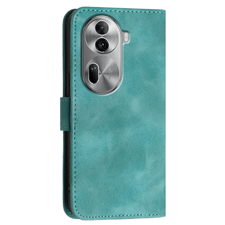 For OPPO Reno11 Pro Global Grid Butterfly Embossed Pattern Leather Phone Case with Lanyard