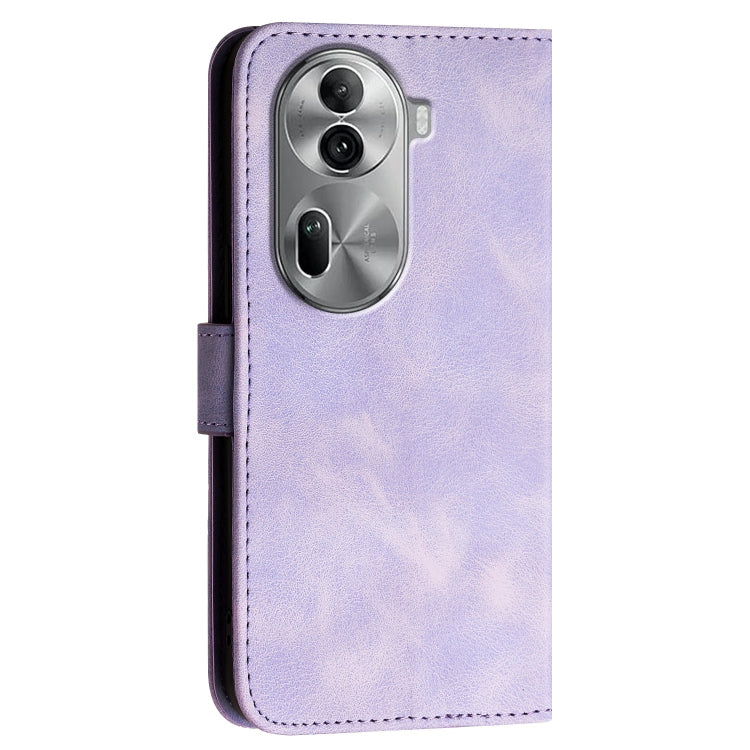 For OPPO Reno11 Pro Global Grid Butterfly Embossed Pattern Leather Phone Case with Lanyard