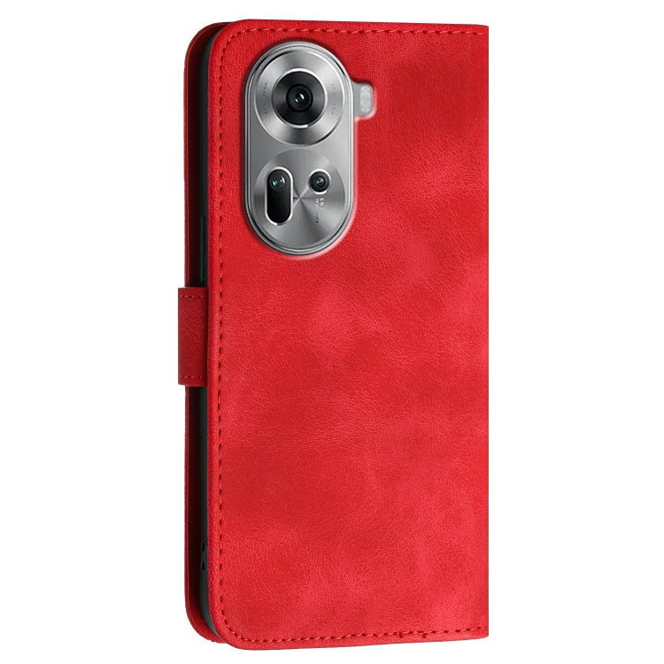 For OPPO Reno11 Global Grid Butterfly Embossed Pattern Leather Phone Case with Lanyard