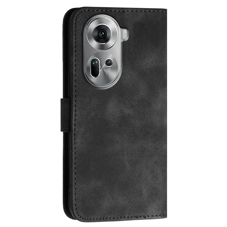 For OPPO Reno11 Global Grid Butterfly Embossed Pattern Leather Phone Case with Lanyard