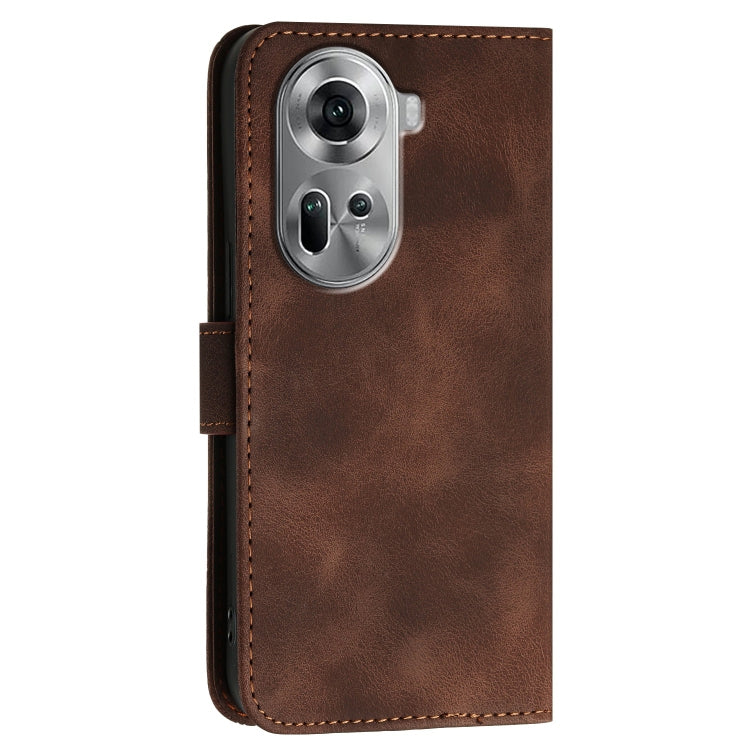 For OPPO Reno11 Global Grid Butterfly Embossed Pattern Leather Phone Case with Lanyard