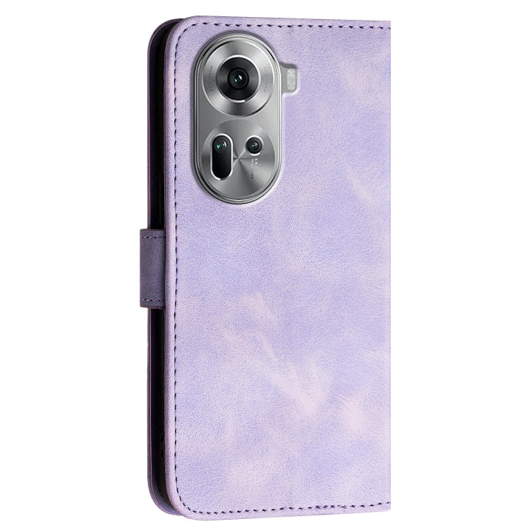 For OPPO Reno11 Global Grid Butterfly Embossed Pattern Leather Phone Case with Lanyard