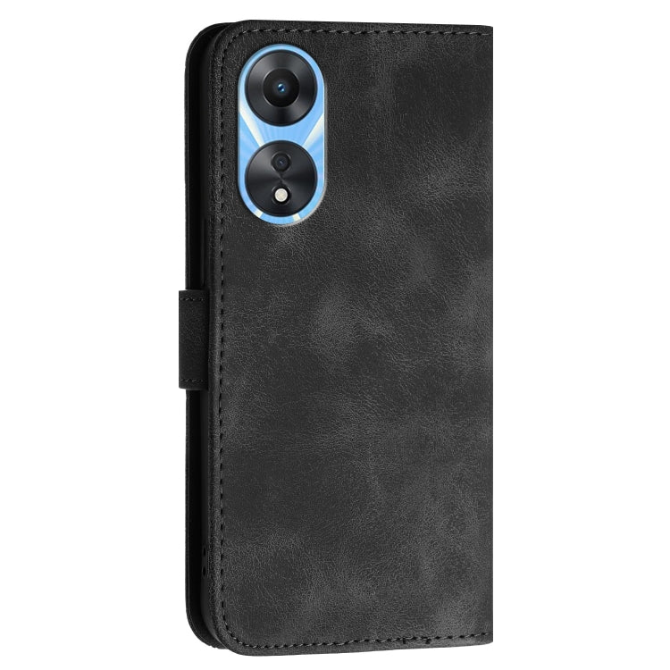 For OPPO A58 4G Grid Butterfly Embossed Pattern Leather Phone Case with Lanyard