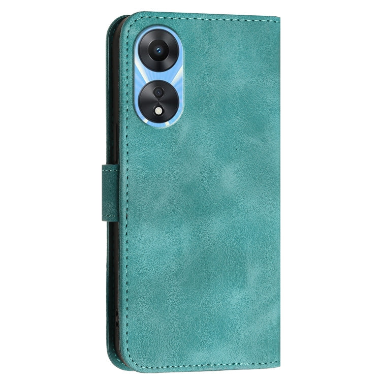 For OPPO A58 4G Grid Butterfly Embossed Pattern Leather Phone Case with Lanyard