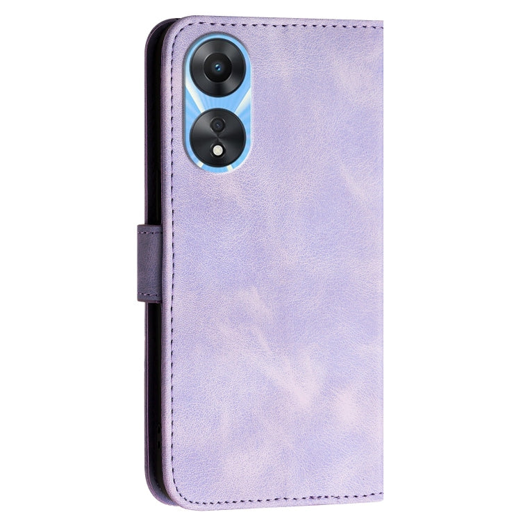 For OPPO A58 4G Grid Butterfly Embossed Pattern Leather Phone Case with Lanyard