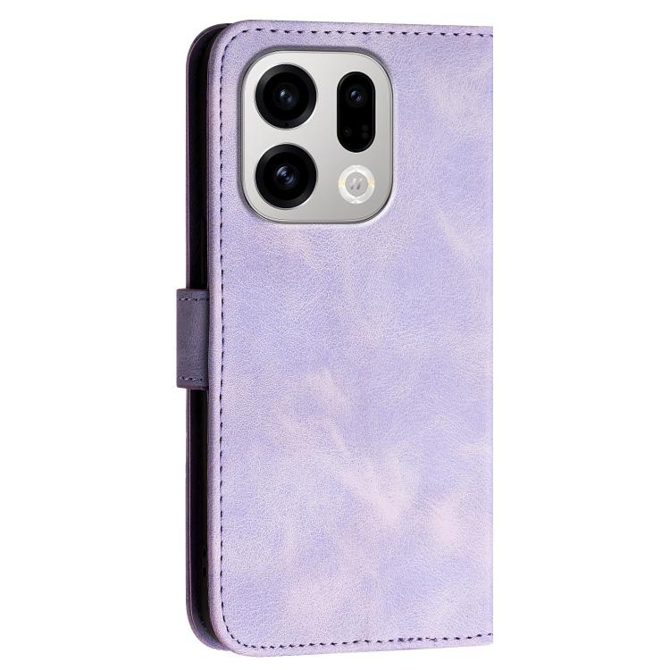 For OPPO Find X9 Grid Butterfly Embossed Pattern Leather Phone Case with Lanyard