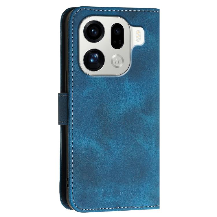 For OPPO Find X9 Pro Grid Butterfly Embossed Pattern Leather Phone Case with Lanyard
