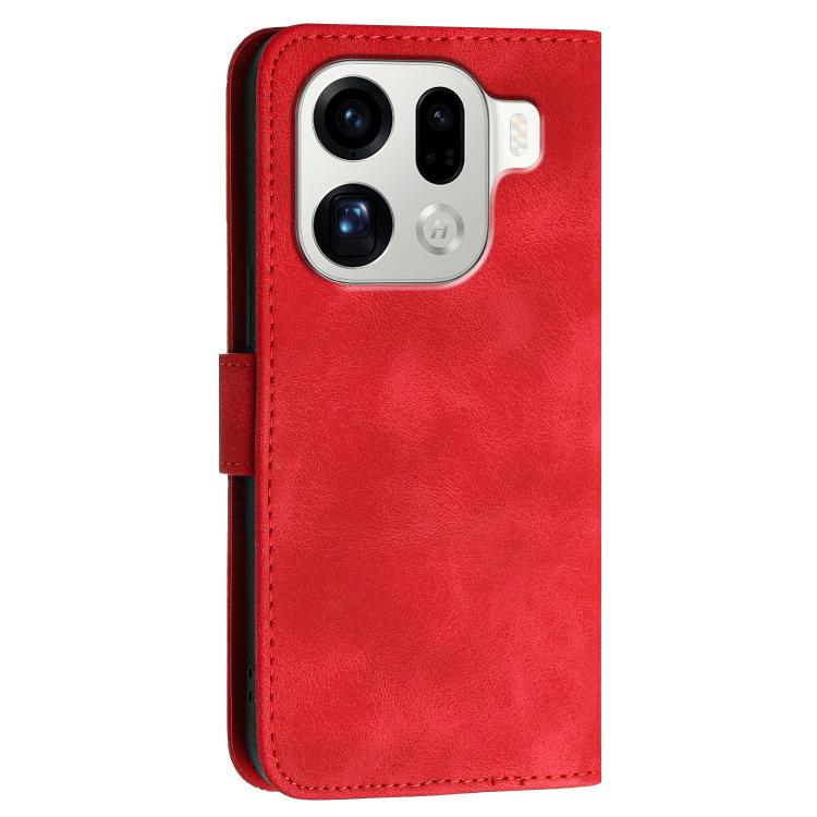For OPPO Find X9 Pro Grid Butterfly Embossed Pattern Leather Phone Case with Lanyard