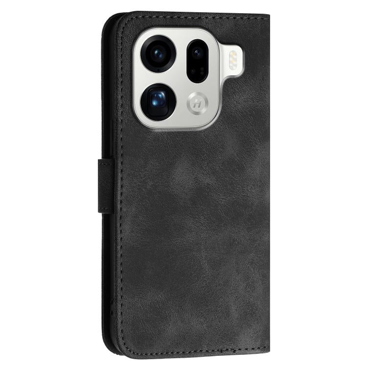 For OPPO Find X9 Pro Grid Butterfly Embossed Pattern Leather Phone Case with Lanyard
