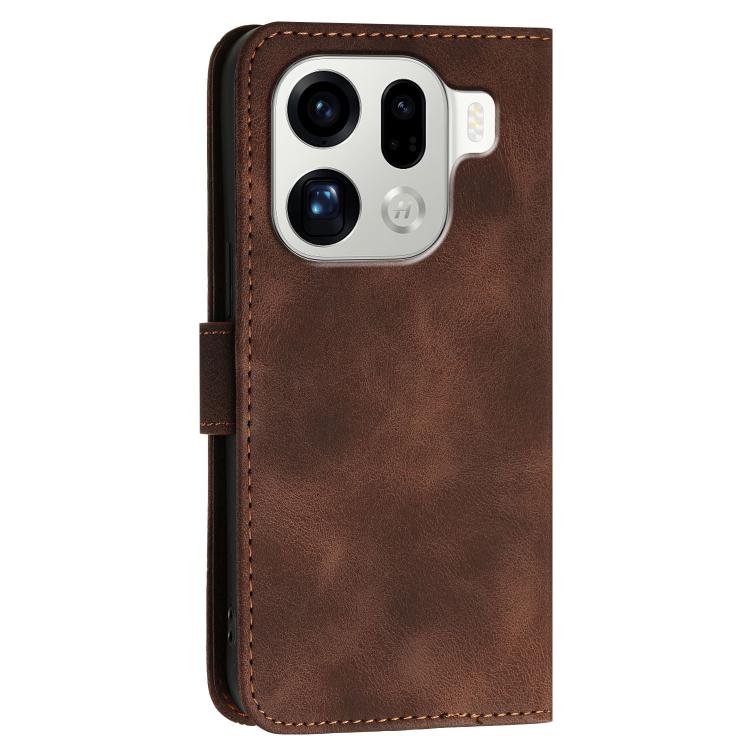 For OPPO Find X9 Pro Grid Butterfly Embossed Pattern Leather Phone Case with Lanyard