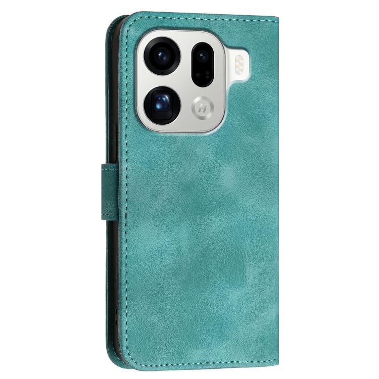 For OPPO Find X9 Pro Grid Butterfly Embossed Pattern Leather Phone Case with Lanyard