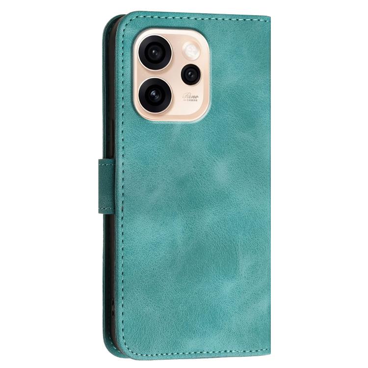 For OPPO Reno15 Pro Max 5G Global Grid Butterfly Embossed Pattern Leather Phone Case with Lanyard