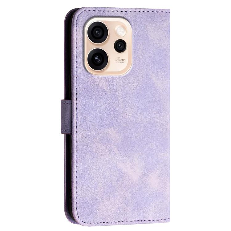 For OPPO Reno15 Pro Max 5G Global Grid Butterfly Embossed Pattern Leather Phone Case with Lanyard
