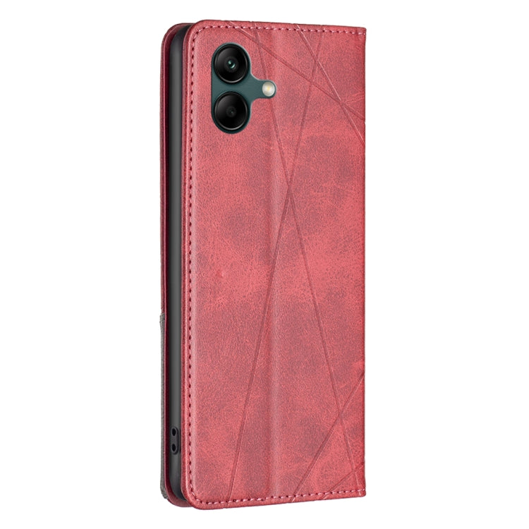 For Samsung Galaxy A06 Rhombus Texture Magnetic Leather Phone Case