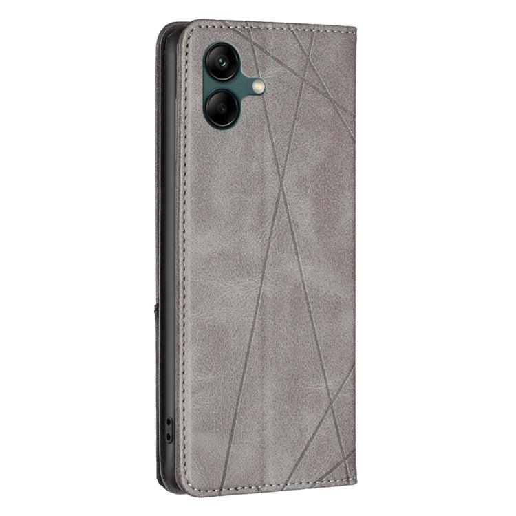 For Samsung Galaxy A06 Rhombus Texture Magnetic Leather Phone Case