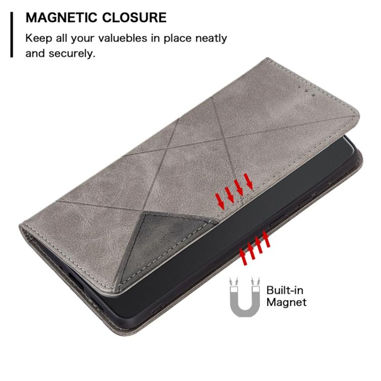 For Samsung Galaxy A27 5G Rhombus Texture Magnetic Leather Phone Case