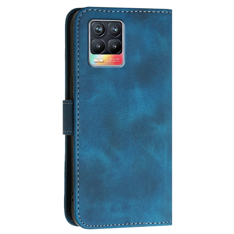 For Realme 8 / 8 Pro Grid Butterfly Embossed Pattern Leather Phone Case with Lanyard
