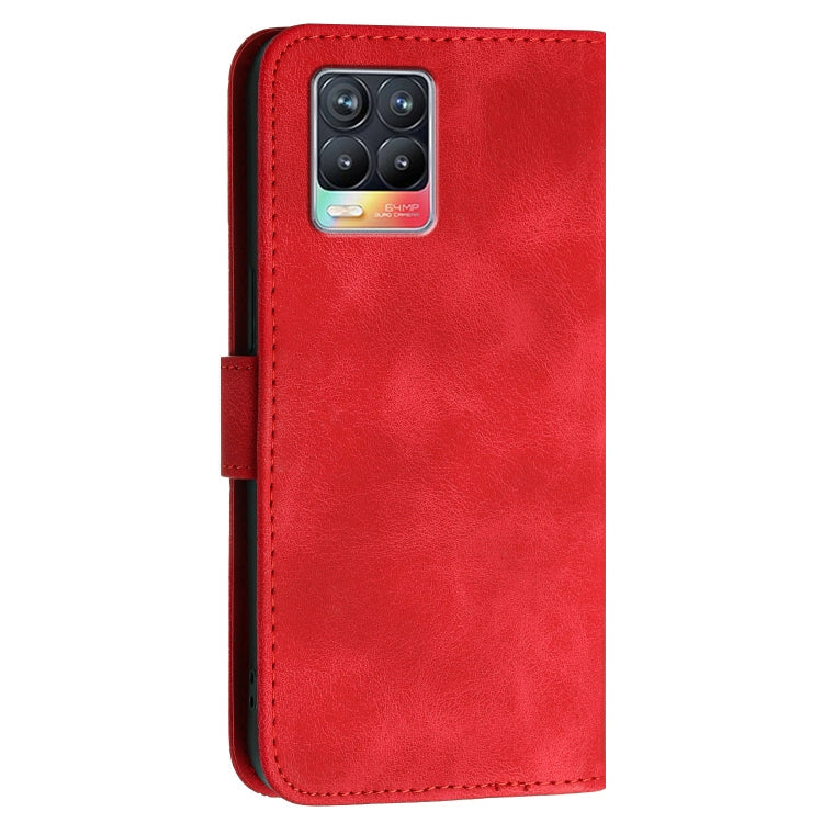For Realme 8 / 8 Pro Grid Butterfly Embossed Pattern Leather Phone Case with Lanyard
