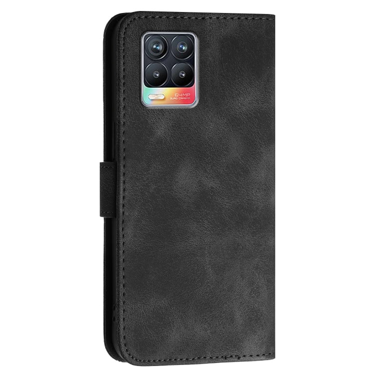For Realme 8 / 8 Pro Grid Butterfly Embossed Pattern Leather Phone Case with Lanyard