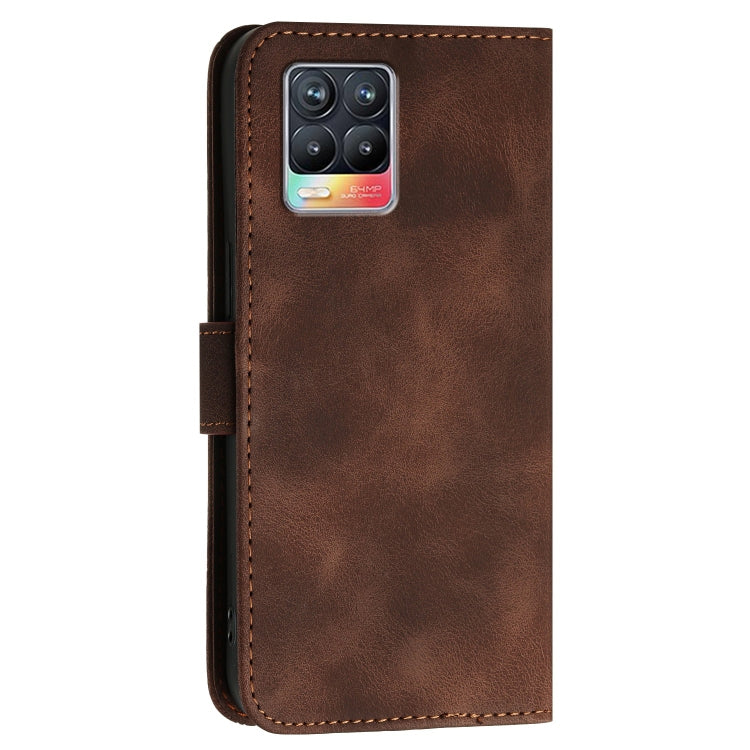 For Realme 8 / 8 Pro Grid Butterfly Embossed Pattern Leather Phone Case with Lanyard