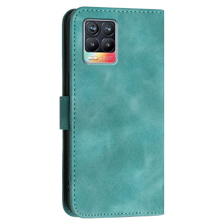 For Realme 8 / 8 Pro Grid Butterfly Embossed Pattern Leather Phone Case with Lanyard