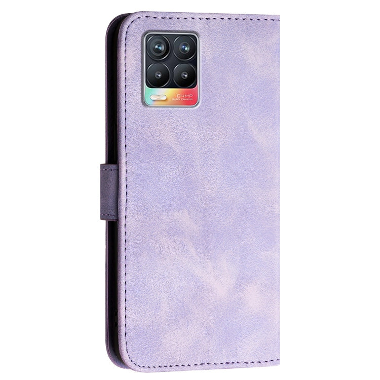 For Realme 8 / 8 Pro Grid Butterfly Embossed Pattern Leather Phone Case with Lanyard