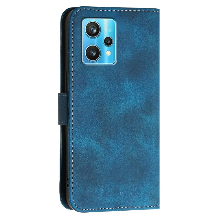 For Realme 9 Pro+ Grid Butterfly Embossed Pattern Leather Phone Case with Lanyard
