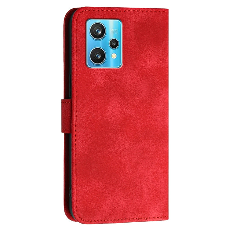 For Realme 9 Pro+ Grid Butterfly Embossed Pattern Leather Phone Case with Lanyard