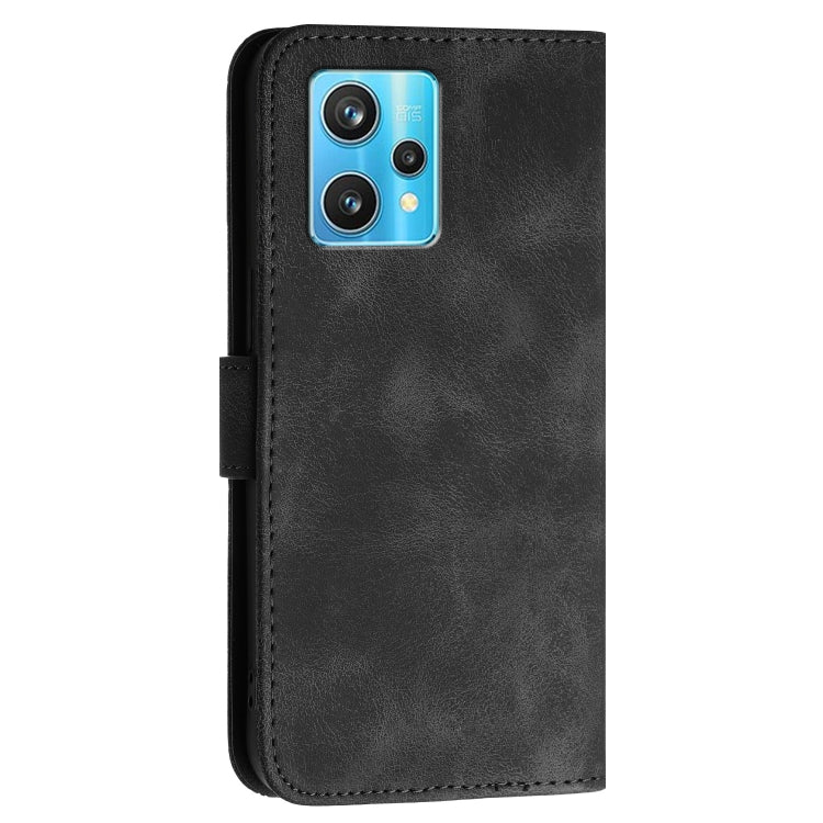 For Realme 9 Pro+ Grid Butterfly Embossed Pattern Leather Phone Case with Lanyard