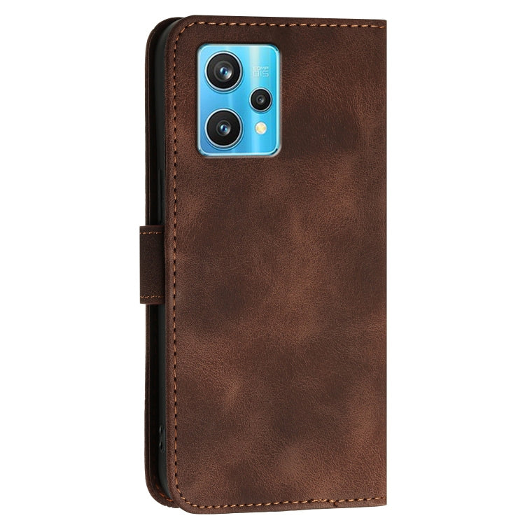 For Realme 9 Pro+ Grid Butterfly Embossed Pattern Leather Phone Case with Lanyard