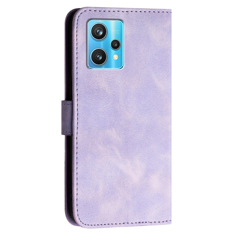 For Realme 9 Pro+ Grid Butterfly Embossed Pattern Leather Phone Case with Lanyard