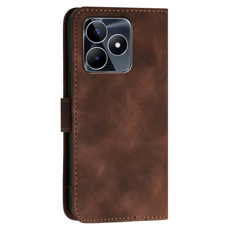 For Realme C53 / Narzo N53 Grid Butterfly Embossed Pattern Leather Phone Case with Lanyard