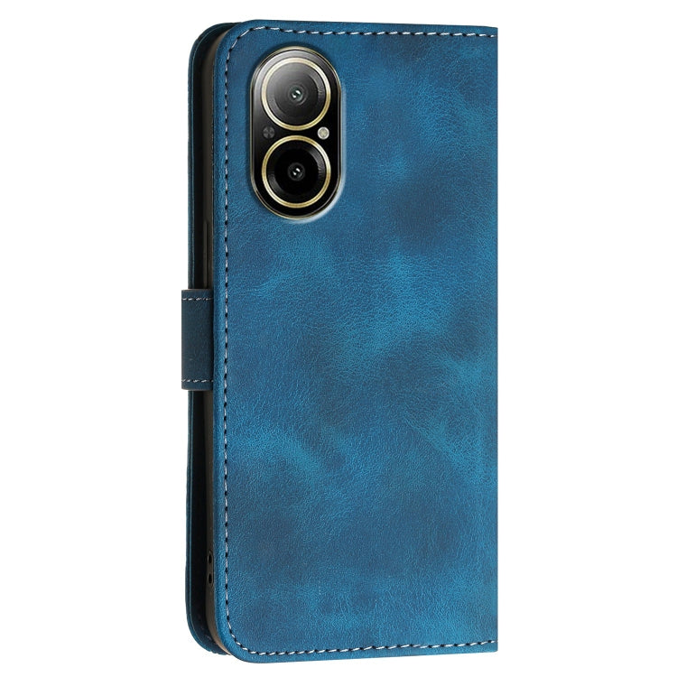 For Realme C67 4G Global Grid Butterfly Embossed Pattern Leather Phone Case with Lanyard