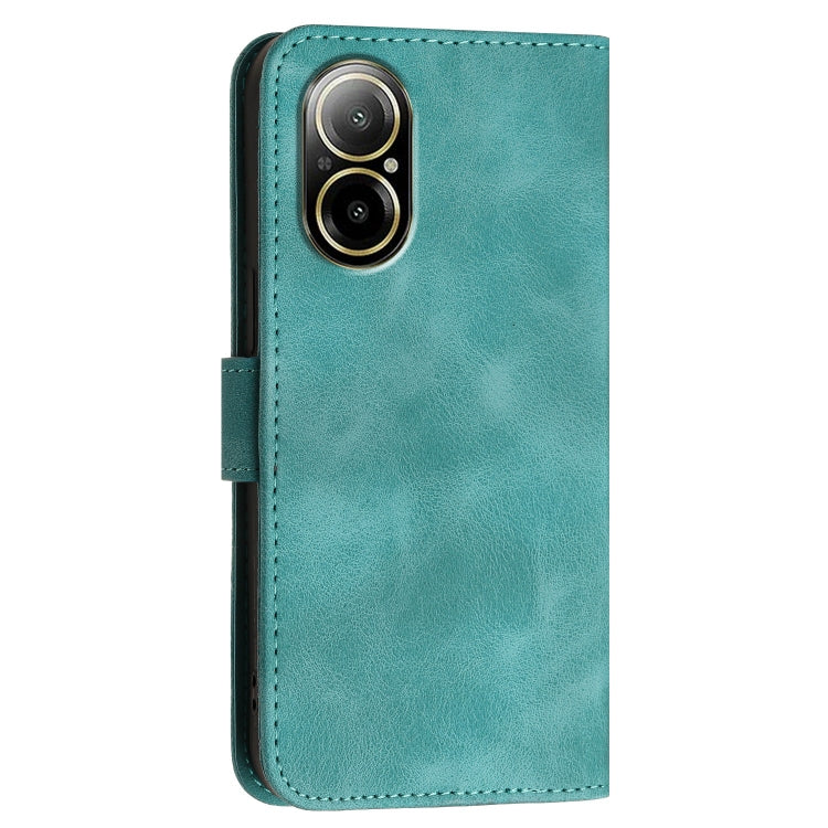 For Realme C67 4G Global Grid Butterfly Embossed Pattern Leather Phone Case with Lanyard