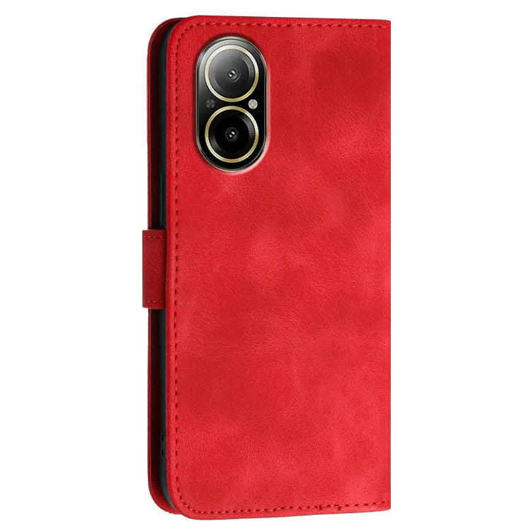 For Realme 12 Lite 4G Global Grid Butterfly Embossed Pattern Leather Phone Case with Lanyard