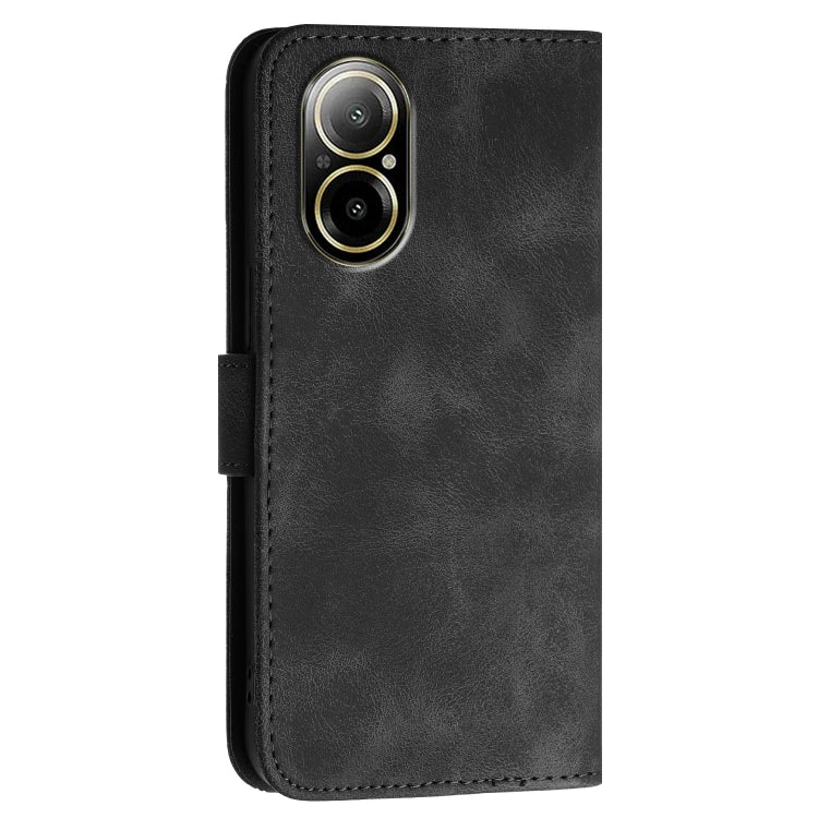 For Realme 12 Lite 4G Global Grid Butterfly Embossed Pattern Leather Phone Case with Lanyard