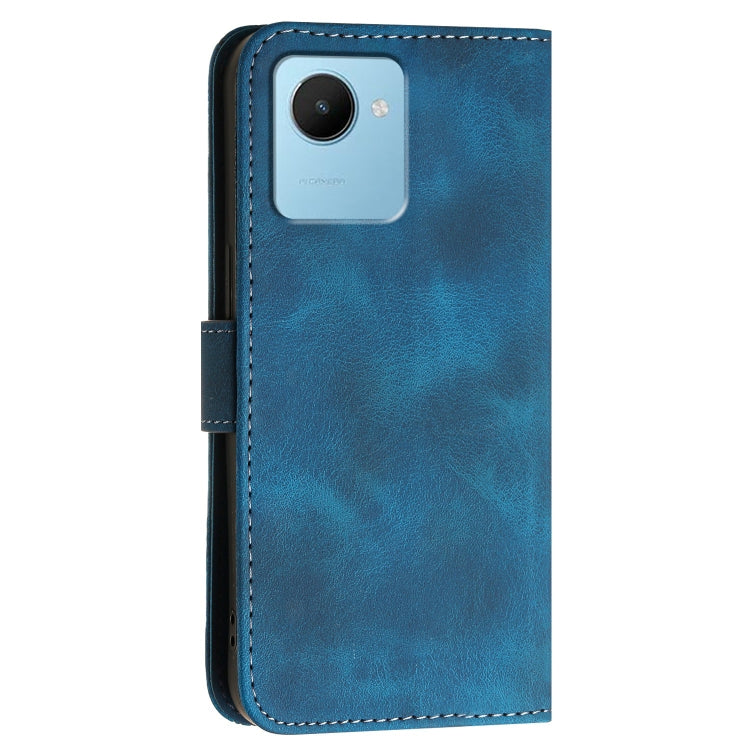 For Realme C30 4G / C30s Grid Butterfly Embossed Pattern Leather Phone Case with Lanyard