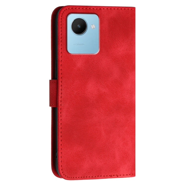 For Realme C30 4G / C30s Grid Butterfly Embossed Pattern Leather Phone Case with Lanyard