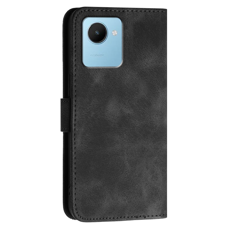 For Realme C30 4G / C30s Grid Butterfly Embossed Pattern Leather Phone Case with Lanyard