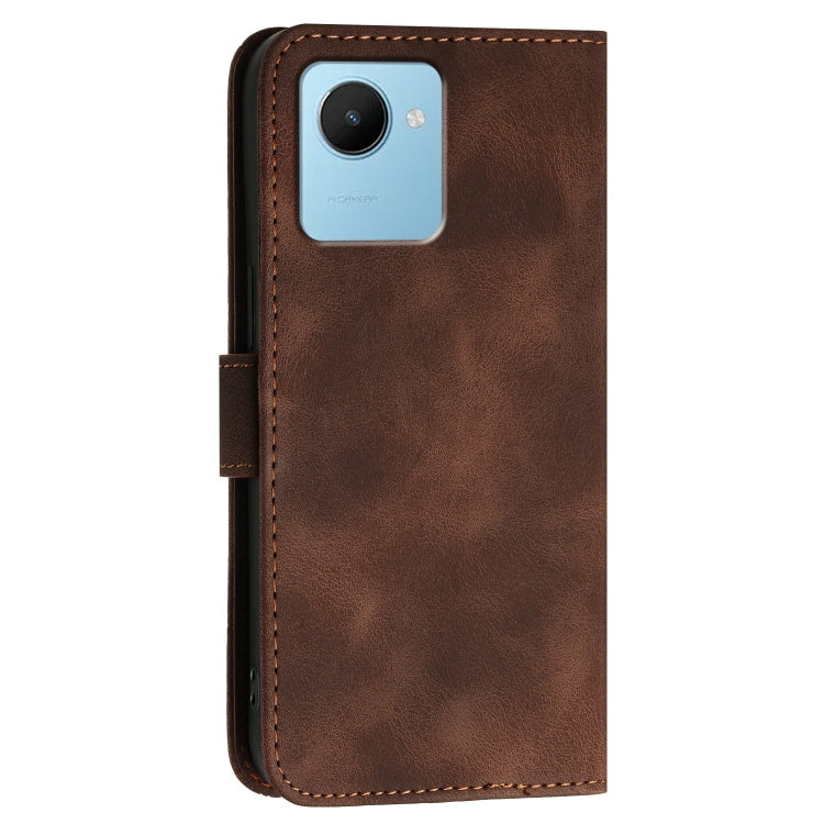 For Realme C30 4G / C30s Grid Butterfly Embossed Pattern Leather Phone Case with Lanyard