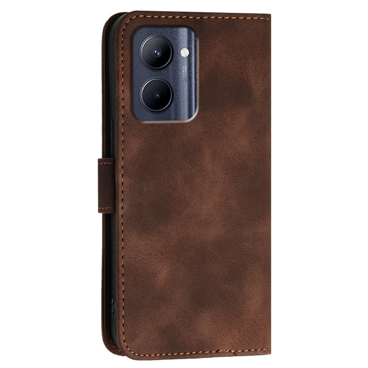 For Realme C33 2023 Global Grid Butterfly Embossed Pattern Leather Phone Case with Lanyard