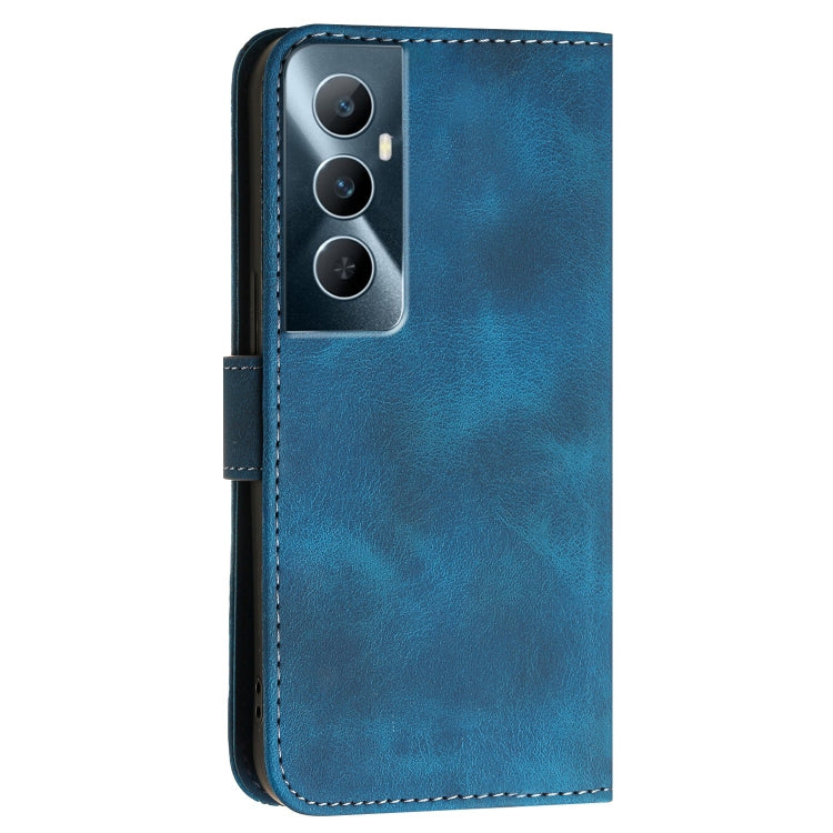 For Realme C65 4G Grid Butterfly Embossed Pattern Leather Phone Case with Lanyard