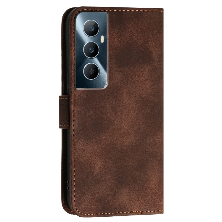 For Realme C65 4G Grid Butterfly Embossed Pattern Leather Phone Case with Lanyard