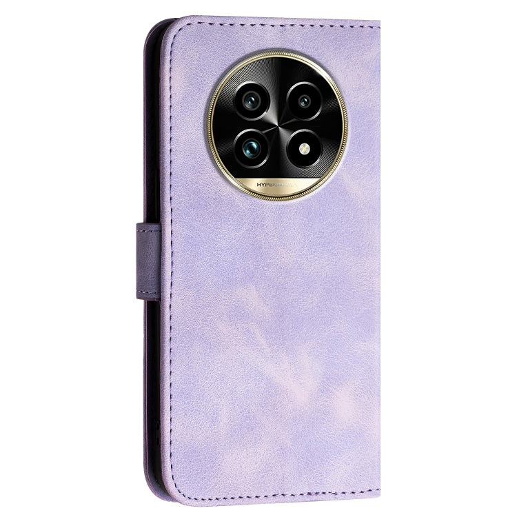 For Realme 13 Pro / 13 Pro+ Global Grid Butterfly Embossed Pattern Leather Phone Case with Lanyard