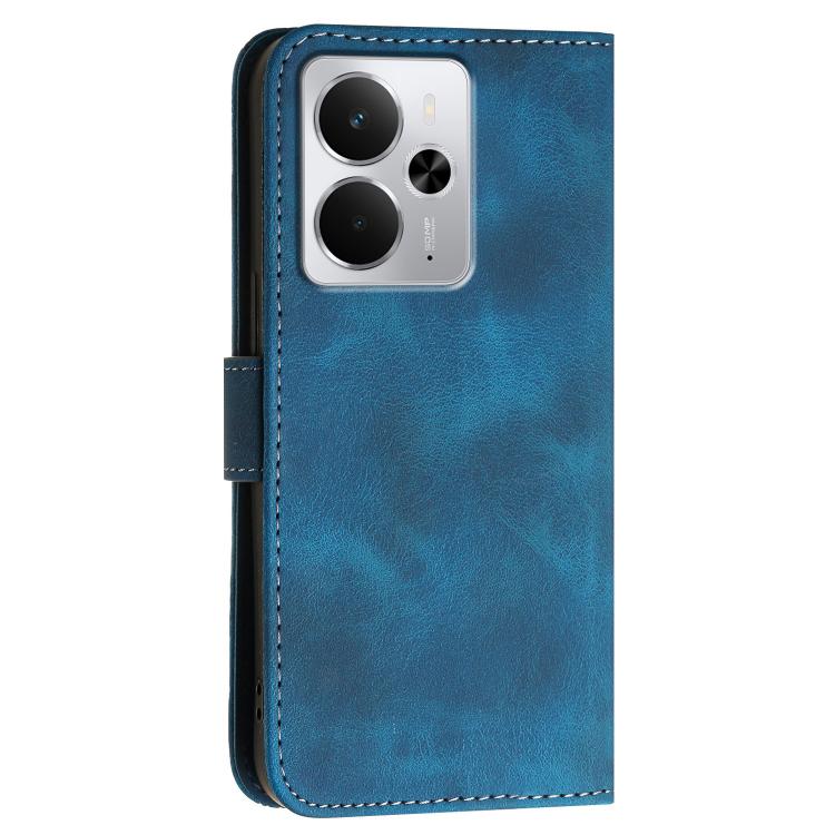 For Realme 14 / P3 5G Global Grid Butterfly Embossed Pattern Leather Phone Case with Lanyard