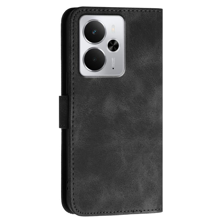 For Realme 14 / P3 5G Global Grid Butterfly Embossed Pattern Leather Phone Case with Lanyard