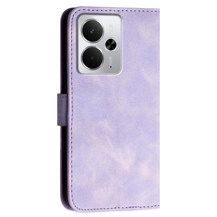 For Realme 14 / P3 5G Global Grid Butterfly Embossed Pattern Leather Phone Case with Lanyard